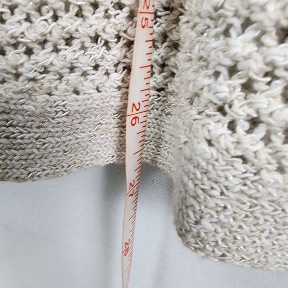 J Jill Open Knit Tan 3/4 Sleeve Sweater Size Medium - Picture 6 of 6